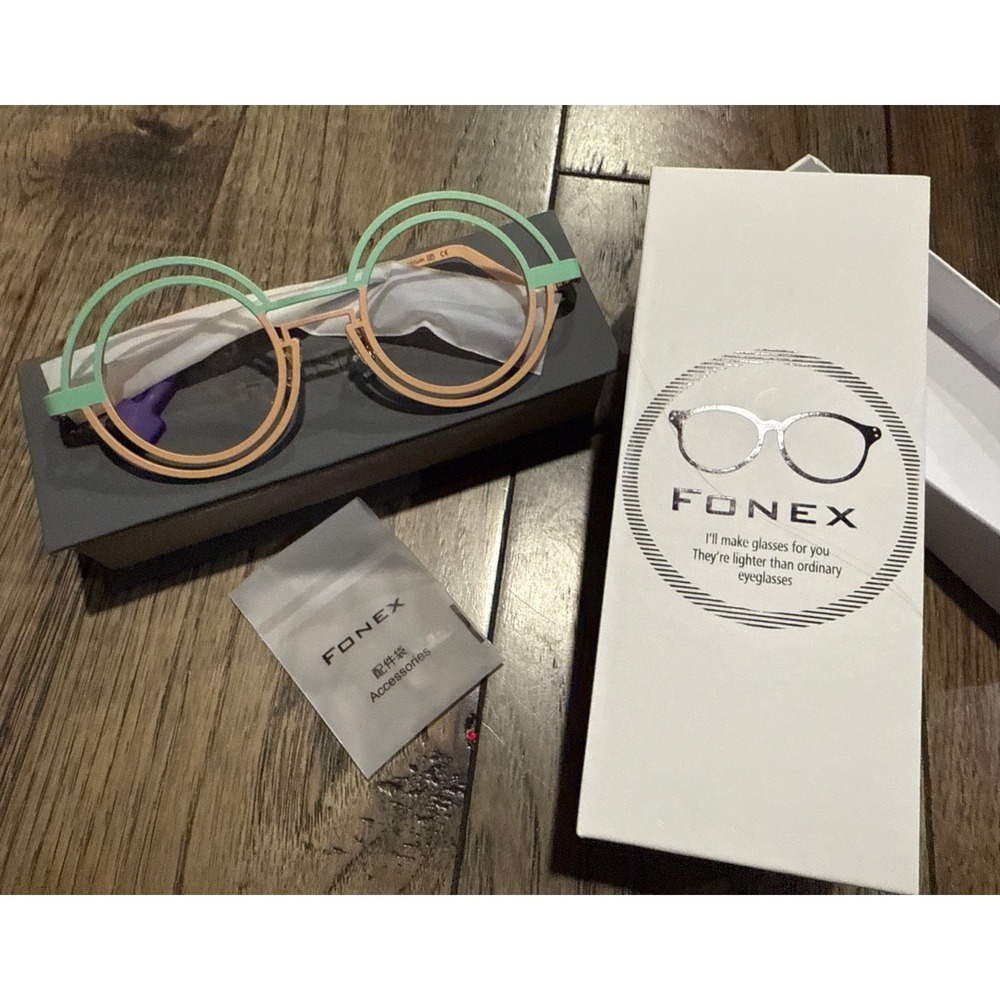 FONEX F85840 Colorful Pure Titanium Glasses Frame Women Retro 3/4 Round Eyeglass
